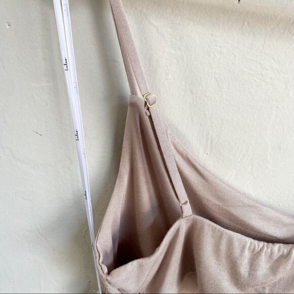 NWT Lulus Hot Take Taupe Asymmetrical Cutout Midi Dress - Picture 6 of 10